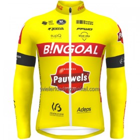 Wielershirt 2022 Bingoal Pauwels Sauces WB Lange Mouw Rood Neongeel